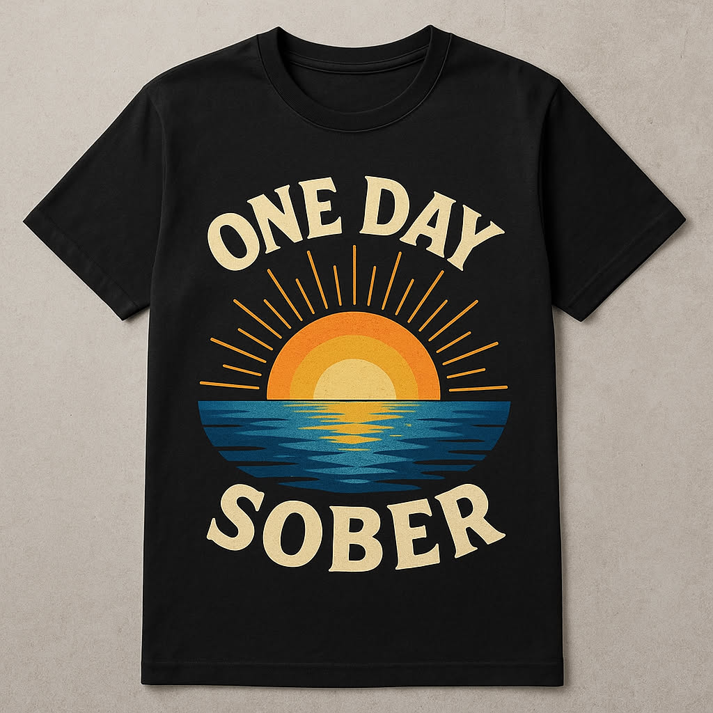 Dark humor t-shirt design: One day sober